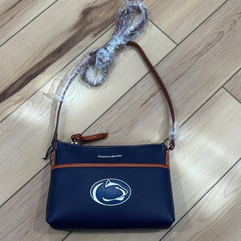Dooney & Bourke Blue and Brown Penn State Crossbody Bag